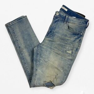 Men’s PacSun Light Blue Distressed paint splatter Stacked Skinny Jeans 32x30